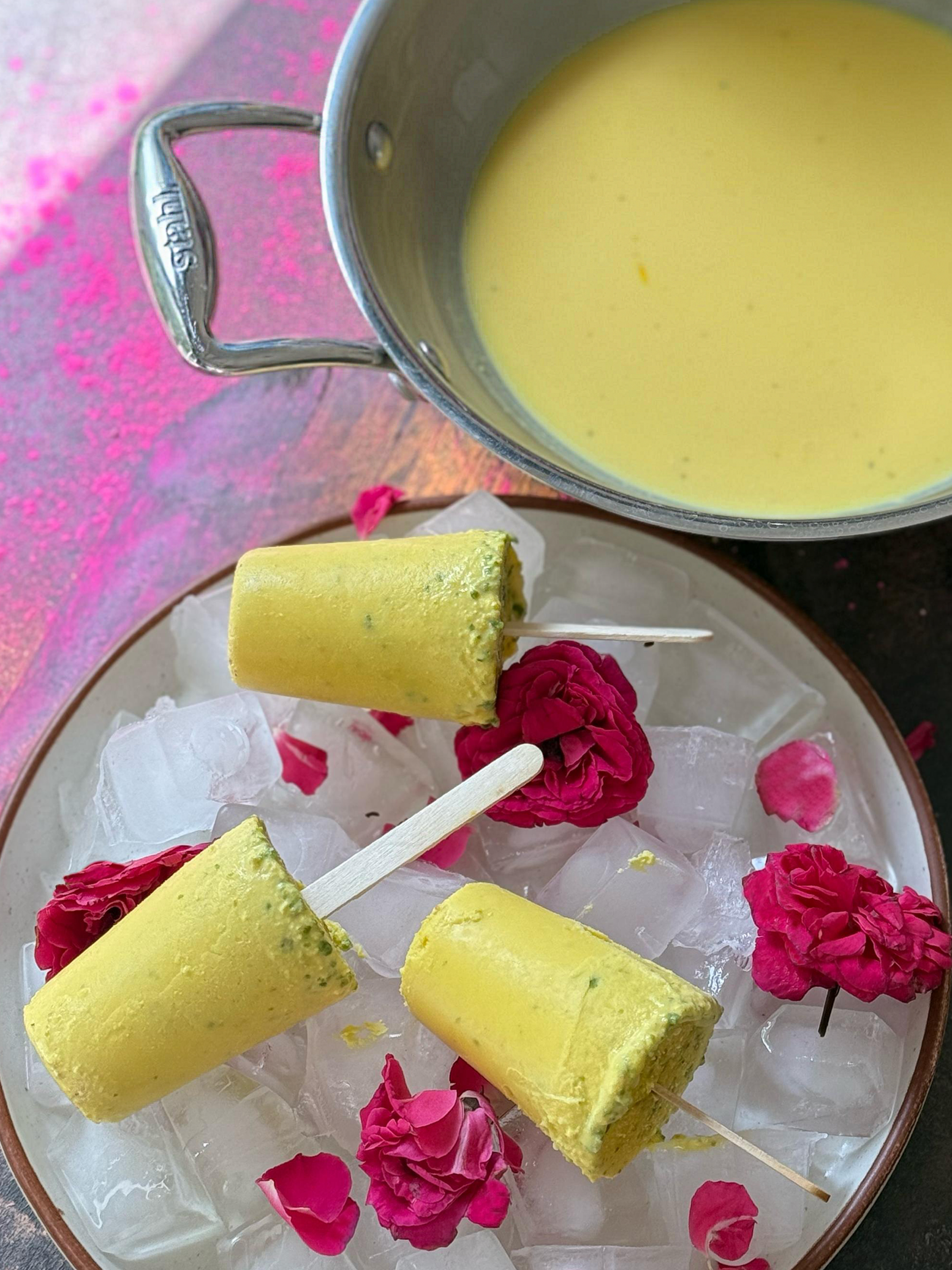 Holi Thandai Kulfi in Stahl Artisan Kadhai