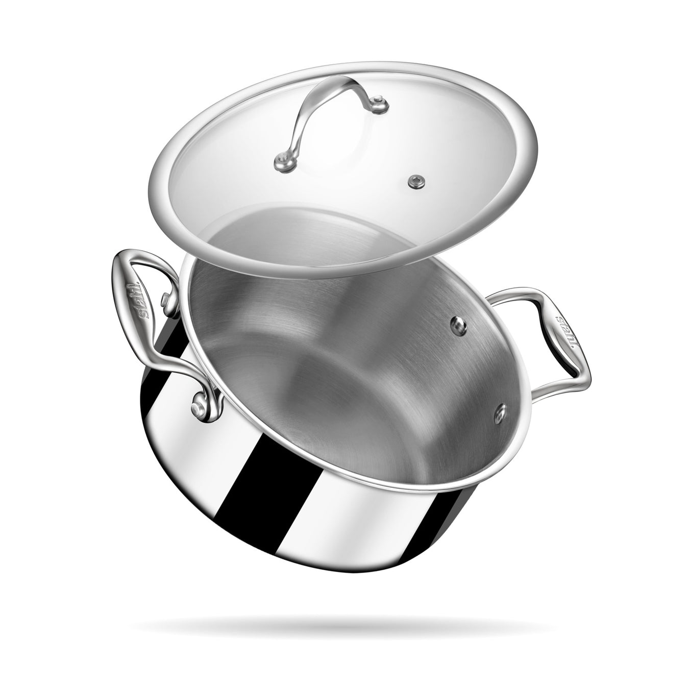 Stahl Artisan Triply Kadhai in acciaio inox con coperchio, Kadai per