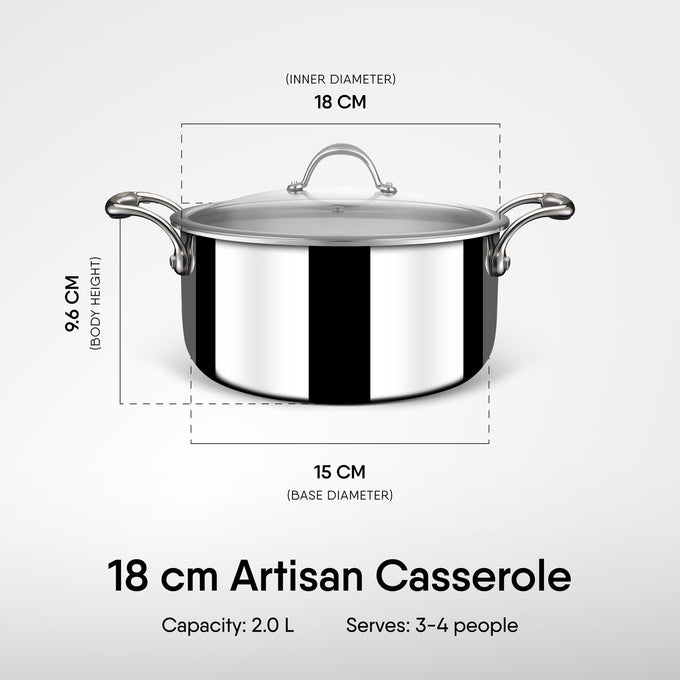 Steel Sauce Pot / Casserole - Triply Artisan Series