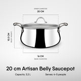 Engrave - Belly Sauce Pot / Casserole - Triply Artisan Series