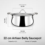 Belly Sauce Pot / Casserole - Triply Artisan Series