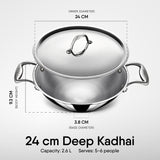 Engrave - Deep Kadhai (Round Bottom) - Triply Artisan Series