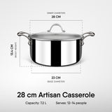 Steel Sauce Pot / Casserole - Triply Artisan Series