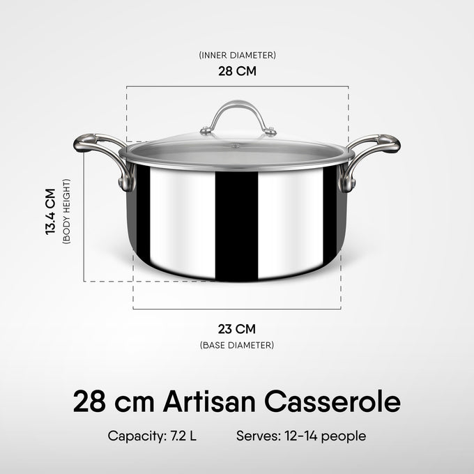 Steel Sauce Pot / Casserole - Triply Artisan Series