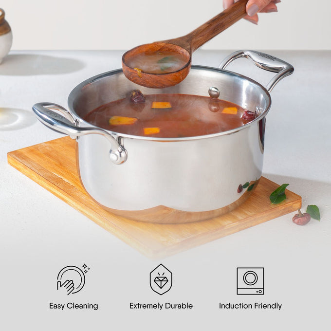 Steel Sauce Pot / Casserole - Triply Artisan Series