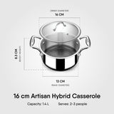 Steel Sauce Pot / Casserole - Triply Artisan Hybrid Series