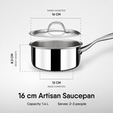 Steel Sauce Pan - Triply Artisan Series
