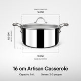 Steel Sauce Pot / Casserole - Triply Artisan Series