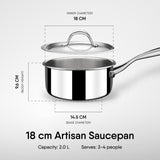 Engrave - Steel Sauce Pan - Triply Artisan Series