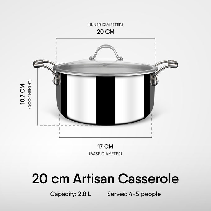 Steel Sauce Pot / Casserole - Triply Artisan Series