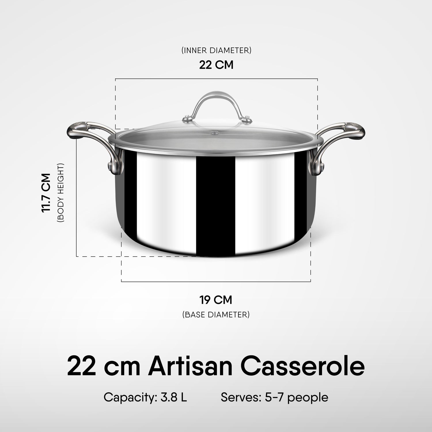 Steel Sauce Pot / Casserole - Triply Artisan Series