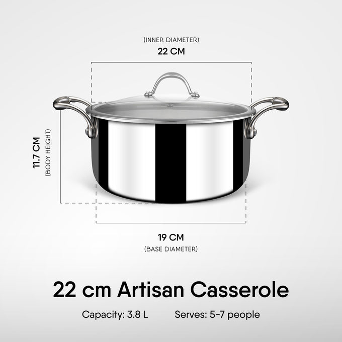 Steel Sauce Pot / Casserole - Triply Artisan Series