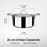 Steel Sauce Pot / Casserole - Triply Artisan Series