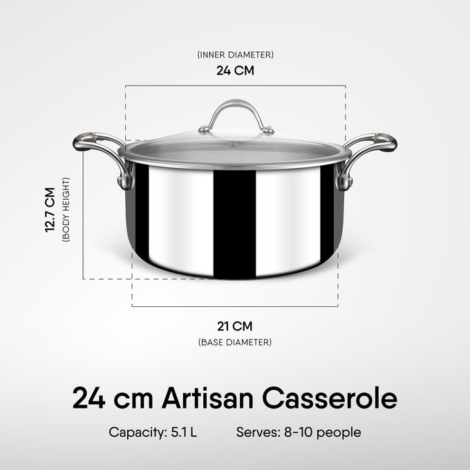 Steel Sauce Pot / Casserole - Triply Artisan Series
