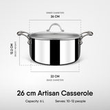 Steel Sauce Pot / Casserole - Triply Artisan Series