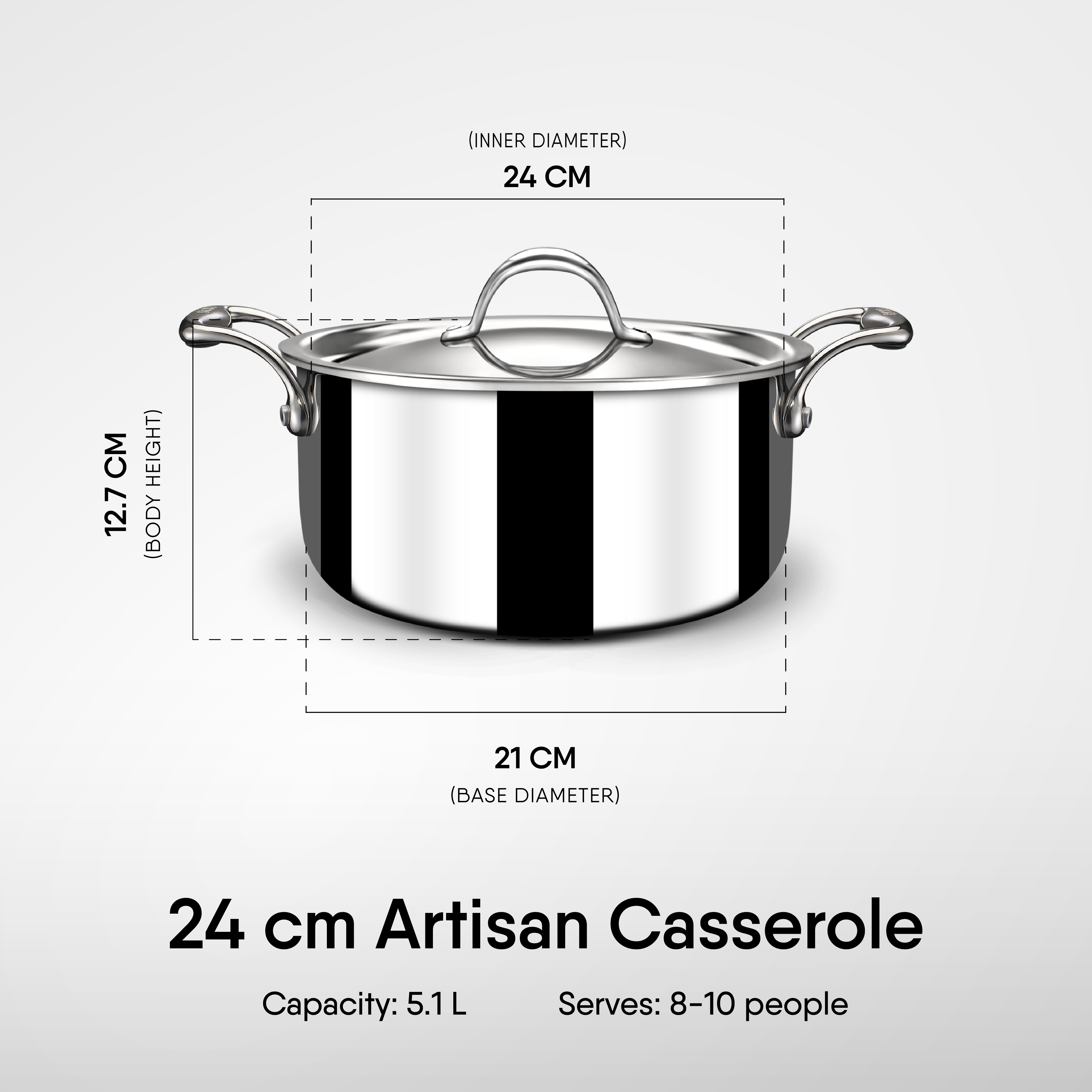 Steel Sauce Pot / Casserole - Triply Artisan Series