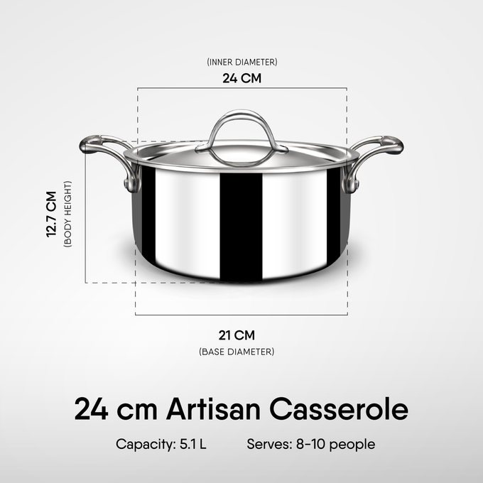 Steel Sauce Pot / Casserole - Triply Artisan Series