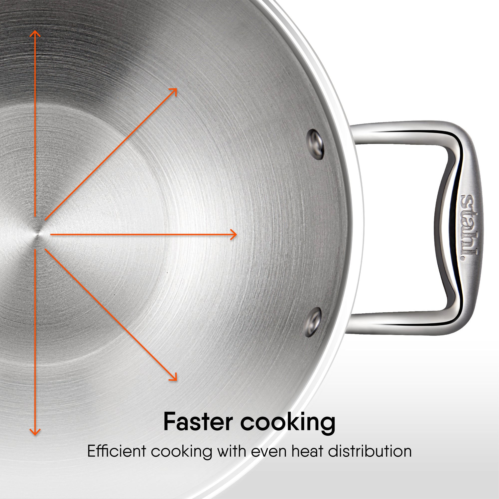 Stahl Artisan Hybrid Triply antiaderente Tasla con coperchio, in acciaio inox Kadai/Tasla per cucinare, spatola in metallo tripla compatibile con Stahl Artisan Hybrid Triply antiaderente Tasla con coperchio, in acciaio inox Kadai/Tasla per cucinare, spatola in metallo tripla compatibile con