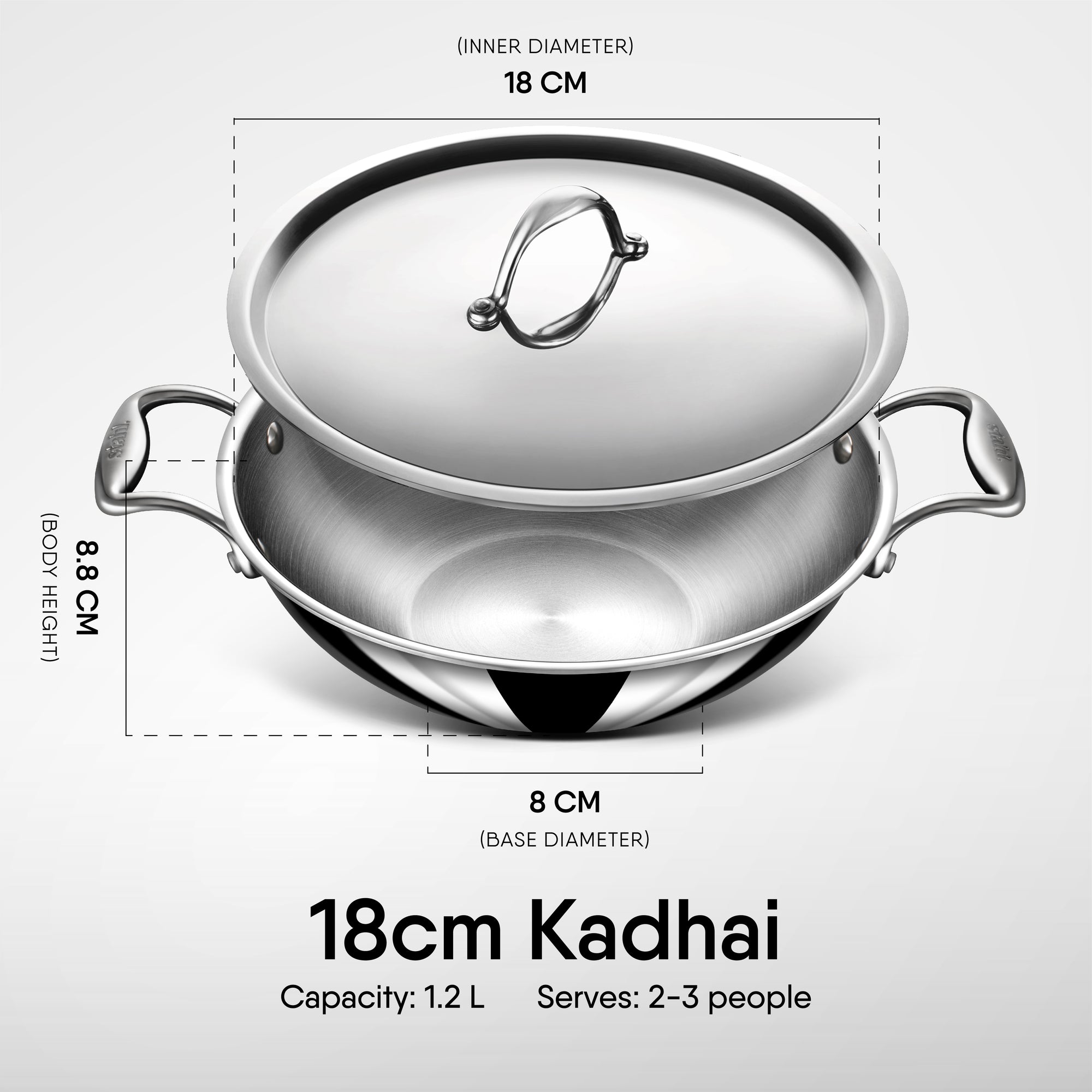 Buy Stainless Steel Kadhai (Triply Artisan Series) Online at Best Price ...